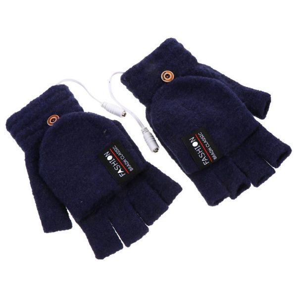 

ski gloves 1 pair usb heated winter mitten warm half finger knitting