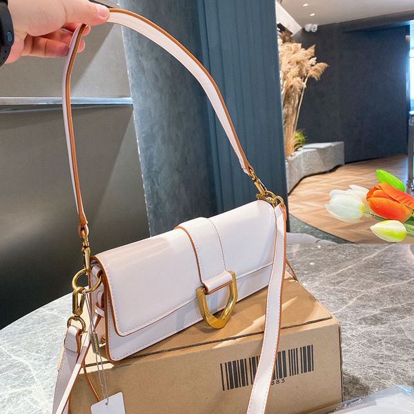 

27x12cm womens gold metallic buckle crossbody bags rectangle underarm double leather chains shoulder ladies luxurys designers pochette handb