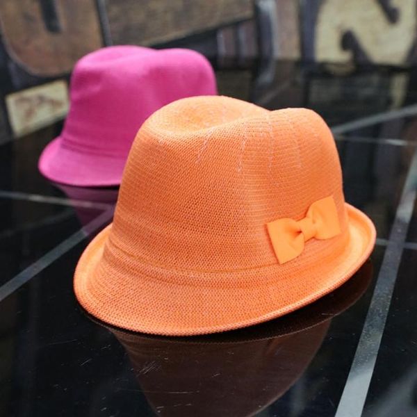 

spring and summer bow straw hat flanging sun for women beach jazz shopping wide brim hats, Blue;gray