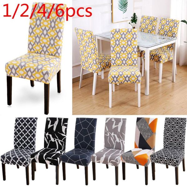

chair covers 1/2/4/6pc spandex elastic printing dining slipcover modern removable anti-dirty kitchen seat case stretch cover
