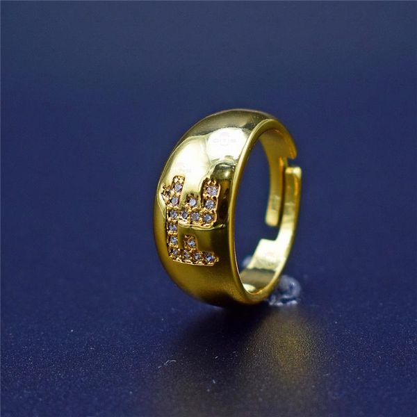 

wedding rings gold faith fe letter shape finger for women, white clear cz zircon jewelry gift, Slivery;golden