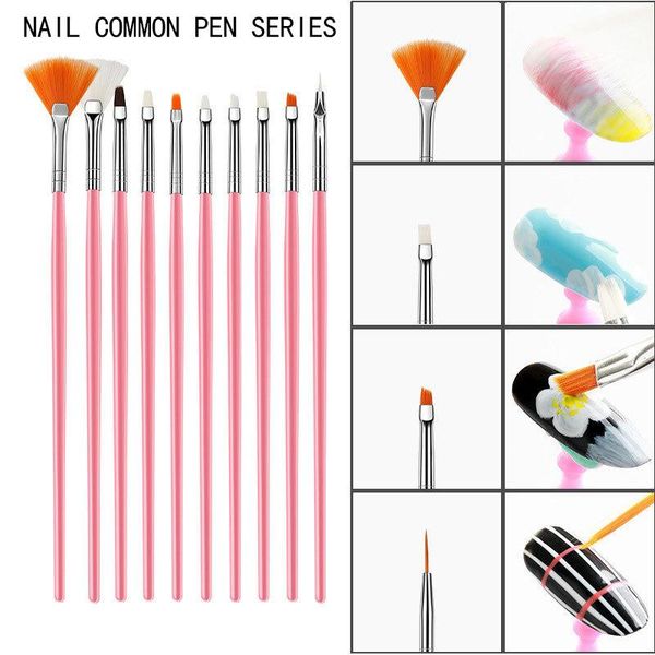 

nail brushes pen 15 pink and white drawing pens, painted fan-shaped plastic wooden handle gel acrylic tool penscreative, Yellow
