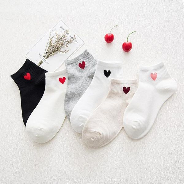

kids spring autumn cotton breathable short socks cute red heart girls sock, Pink;yellow