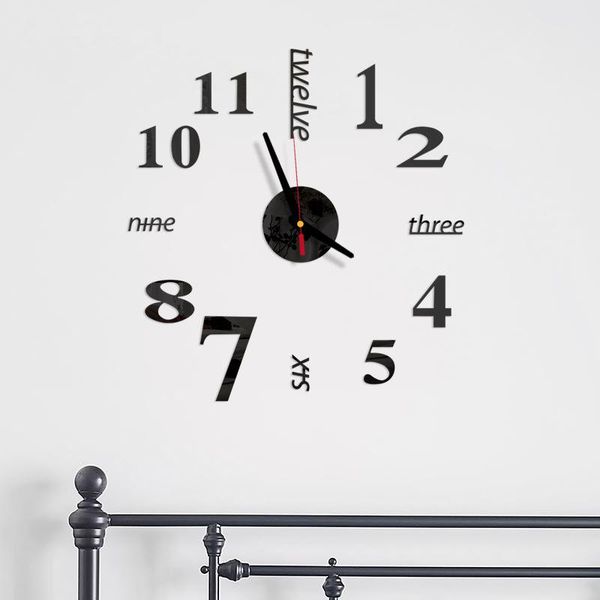 

wall clocks creative acrylic clock diy personality 3d sticker home decoration