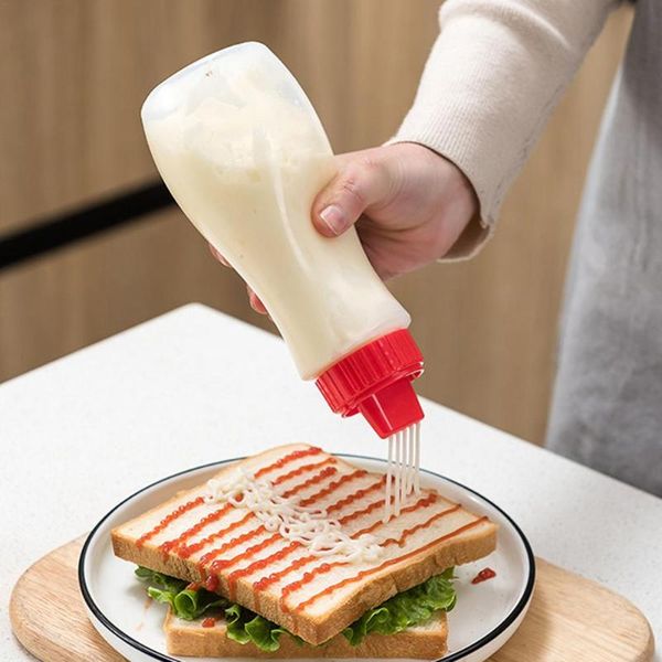 

storage bottles & jars 380ml 5-hole seasoning oil sauce bottle for ketchup jammayonnaise olive squeeze dispenser kitchen accessories tools