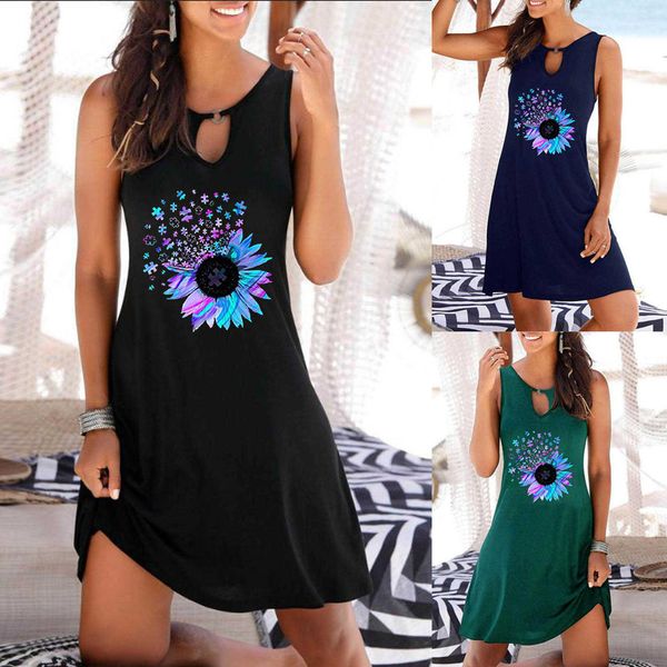 

strap 2021 summer type black loose skirt street trendy print women's dress