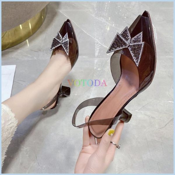 

sandals summer women crystal high heel bling bow rhinestone quality outdoor pumps fashion luxury female shoes, Black