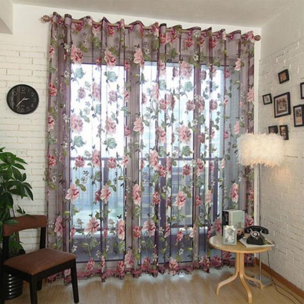 

curtain & drapes 80%curtain elastic flower pattern polyester living room window treatments sheer for