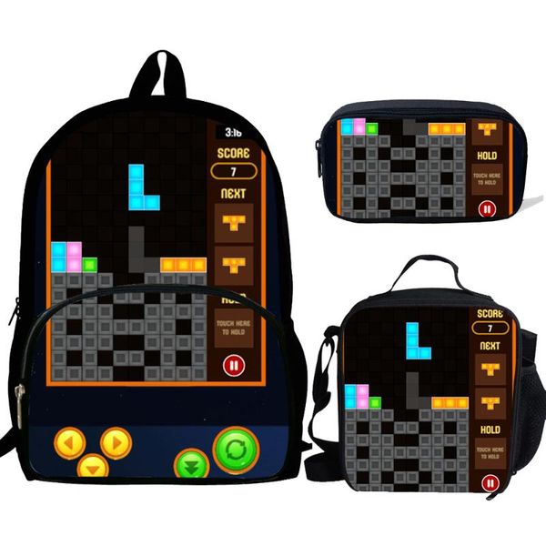 

tetris module print backpack children satchel casual book bag school set for kids boy girls mochila escola bags