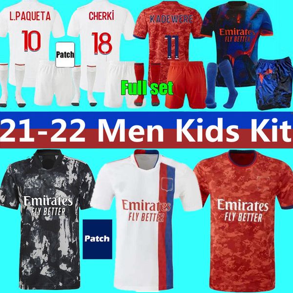 

21 22 maillot lyon 4th 2021 2022 olympique lyonnais soccer jersey cherki kadewere football shirts shaqiri  paqueta traore men kids kits equ, Black;yellow