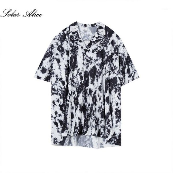 

men's summer retro pattern drape shirt loose casual shirts, White;black