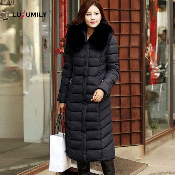 

women's trench coats lusumily plus size 5xl women winter warm jackets down cotton coat with fur collar parkas mujer long jacket female, Tan;black