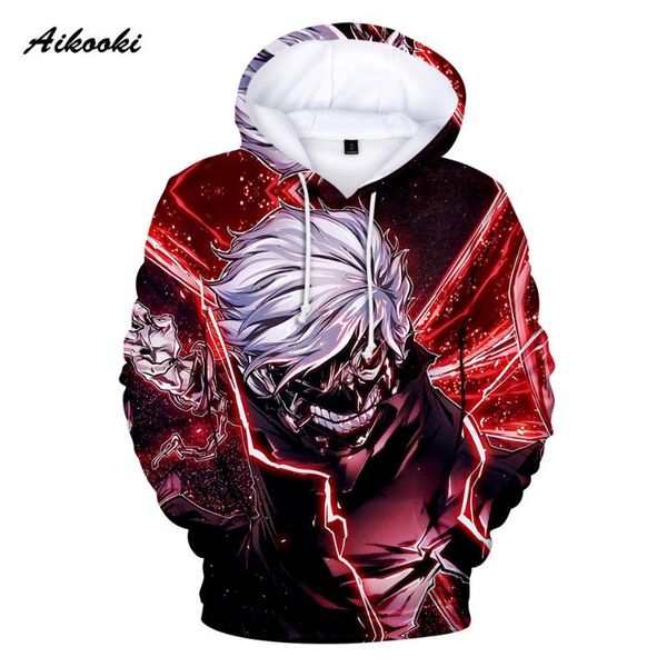 

men's hoodies & sweatshirts men women sweatshirt harajuku cap anime hoodie tokyo ghoul mens coats aikooki 3d, Black