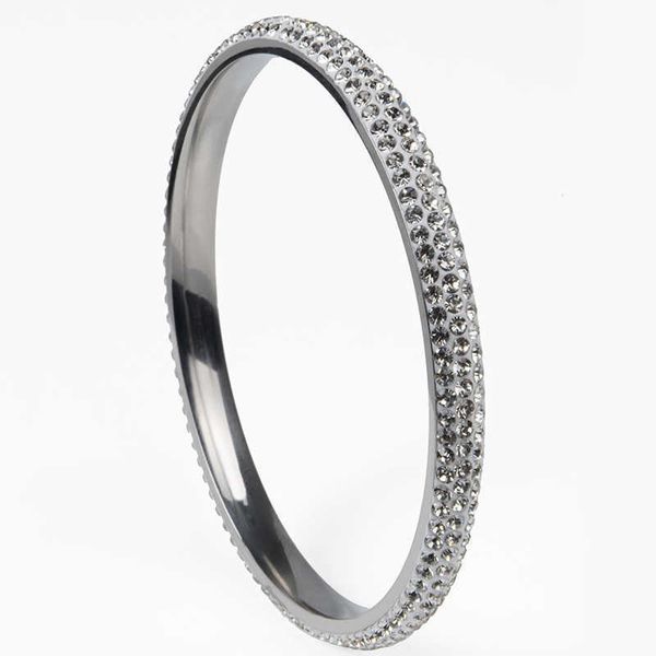 

10 colors 3 rows crystal stainless bangle bracelet love rhinestone bangle for women jewelry christmas gift q0719, Black