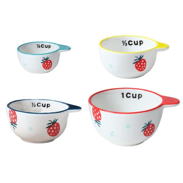 

bowls 1 set 4pcs measure cups ceramic baking dessert (assorted color)
