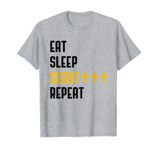 

eat sleep scout repeat camping fan scouting lover gift t-shirt, White;black