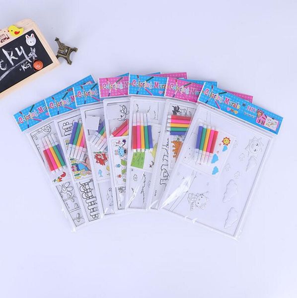 

3 Sets Children Montessori 3D Painting Educational Toys PVC Cartoon Relief Painting Coloring Pens Drawing Board Kids Gift ZXH