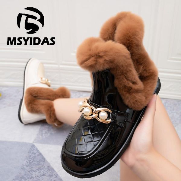 

boots women gold chain winter shoes pearls 2021 style fur ankel, Black