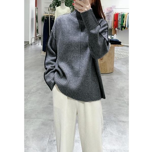 

women's sweaters thick high neck cashmere pullover warm sweater women, White;black