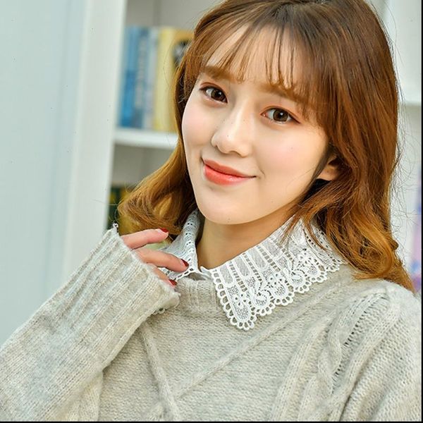 

korean style lace fake women blouses collar fashion autumn winter doll vintage elegant half shirt detachable, White