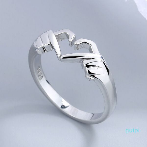 Frauen Hand offener Ring süße Herz Fingerringe Silber Gold Geschenk für Liebe Freundin Modeschmuck Accessoires