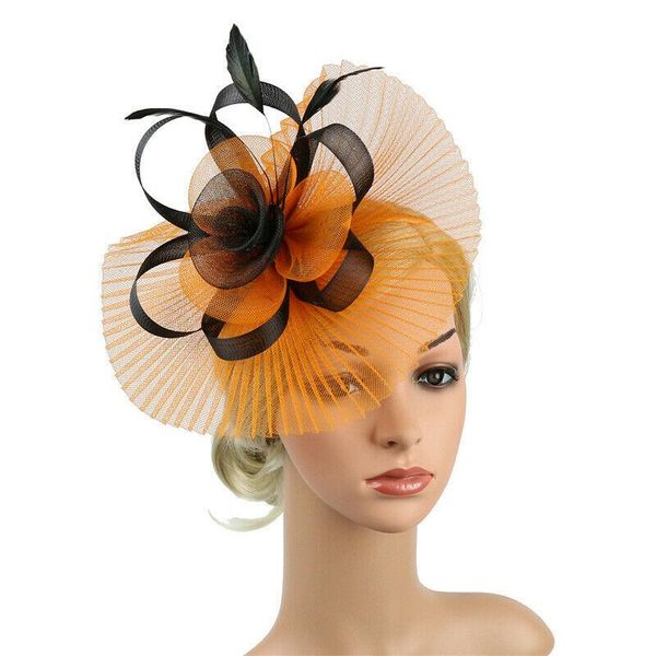

hair clips & barrettes womens fascinator cocktail party hat clip feather wedding church dress fedoras headwear jewelry accessories, Golden;silver