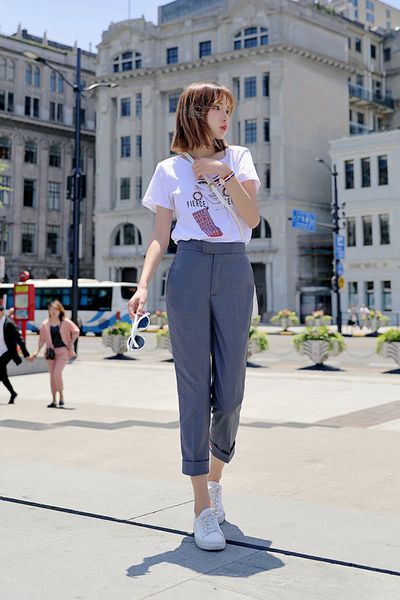

tb trousers show thin in spring, cropped suit trousers, college style trousers, colorful casual trousers, grey trousers bg3241, White;black