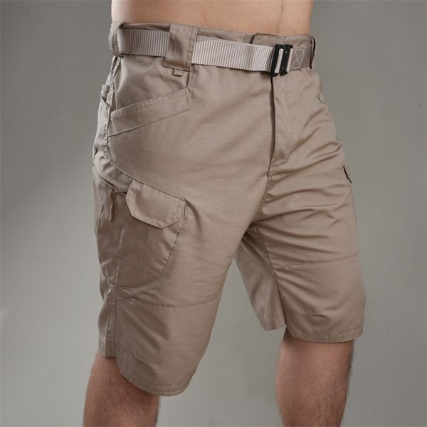 

upgraded waterproof men tactical shorts hiking outdoor cargo hunting ripscasual multi-pockets short 210712, White;black