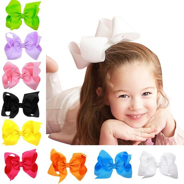 

1pcs 6 inches born ribbon bow hair clip teens girls hairclip kids' boutique handmade headwear accessories, Slivery;white