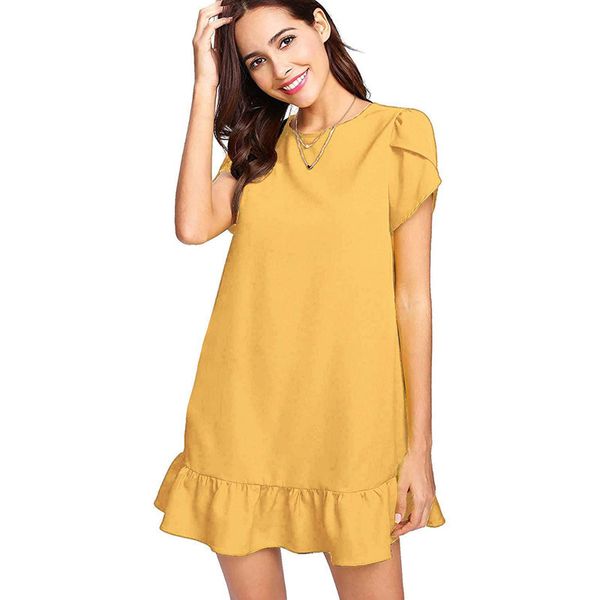 

fashion dress 2021 able petal sleeve solid color women's stitching, White;black