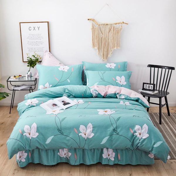 

bedding sets flowers twin full  king 1.8 2m cotton set quilt cover pillowcase bed skirt bedspreads home el bedclothes bedroom