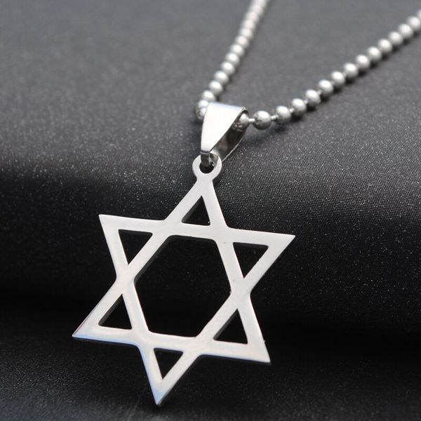 

2pcs stainless steel hexagram star of david pendant necklace 23" silver chain gifts