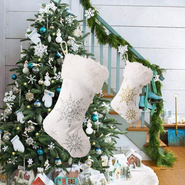 

christmas decorations plush stocking cover bag hanging santa claus gift holders pockets pouch xmas party home decor