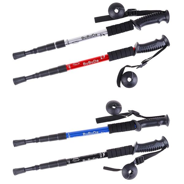

anti mountaineering hiking walking trekking trail poles stick adjustable canes 4-sections sticks