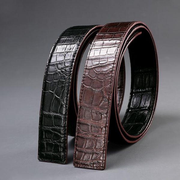 Cintos Alligator Leather Men's Luxury Belt Business Smoothle Buckle Double-lises Belly Fashion Trend Women