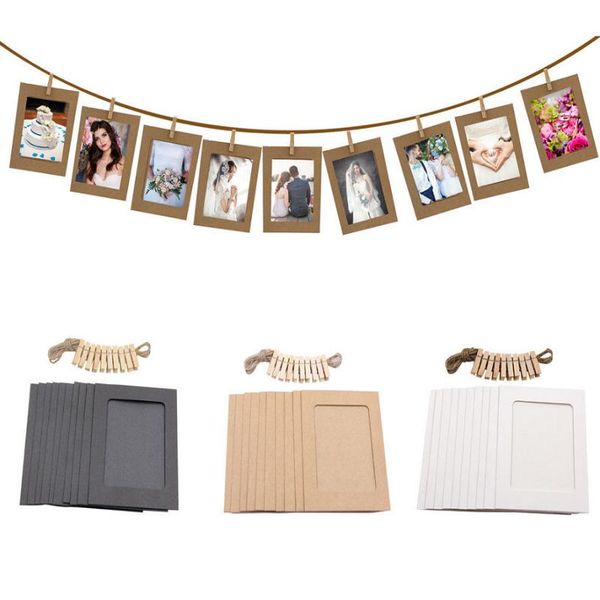 

10pcs paper po frame wall hanging picture rope clip diy home decor yg frames