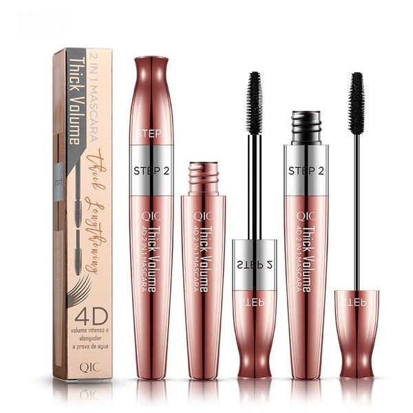 4D Fibra de rímel à prova de água dupla fibra grossa volume espesso Cruling Alongamento Rose Gold Chapeamento Natural Não-Smudge Maquiagem Cosmética