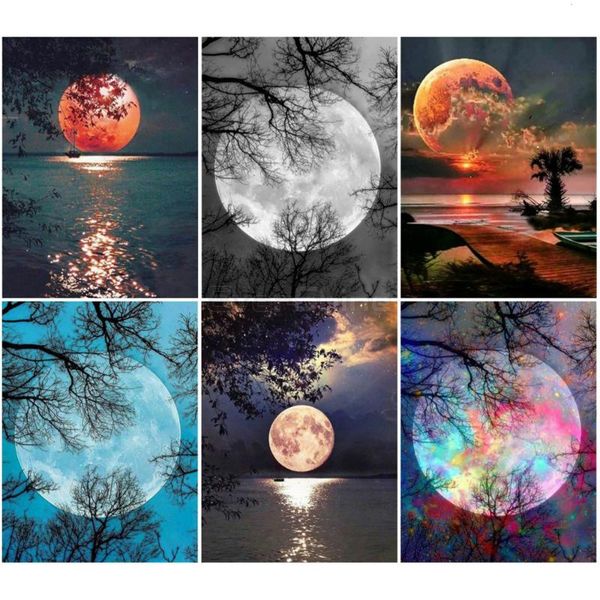 

diamond painting evershine 5d moon full drill square cross stitch embroidery landscape handwork art home decoration