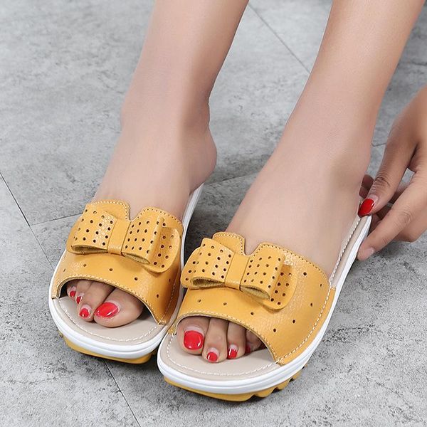 

slippers 2021 fashion women's bow flat outdoor casual summer beach, Black