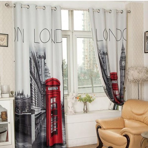 

london tower red telephone punching blackout curtain for the living room and bedroom 140x260cm & drapes