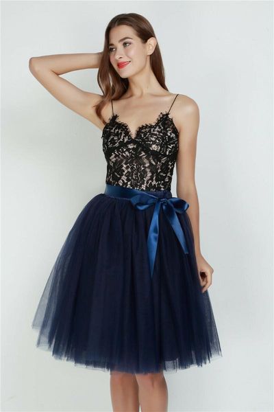

skirts women summer 7 layers mesh blue 5 colors dance ballet fairy lace short prom evening party cocktail bridesmaid wedding skirt, Black