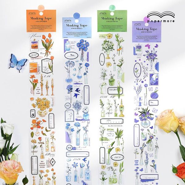 

gift wrap 35cm pet strip tape flower collage 4 types decorative stickers scrapbooking stick label diary stationery