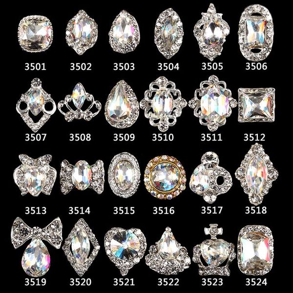 

50pcs/lot 3d nail art charms rainbow crystal ab alloy diamond diy sliver base rhinestone glitter 5*13mm decoration decorations, Silver;gold