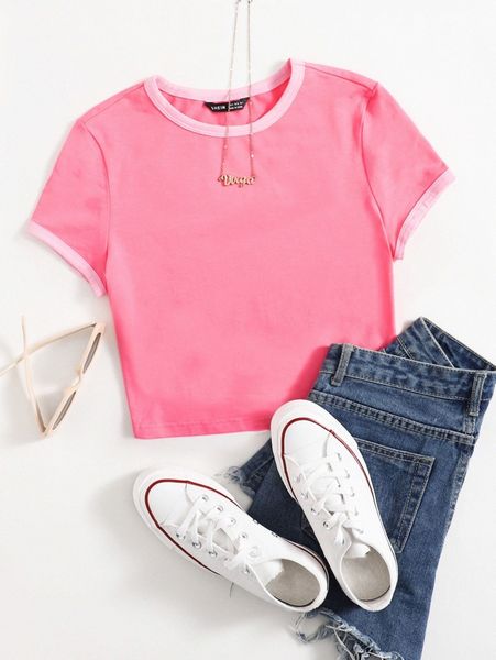 

round neck ringer tee x6h5#, White