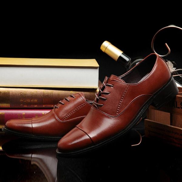 

dress shoes men lace business leather casual comfortable wedding shoe male suit classic men's suits slip on office, Black