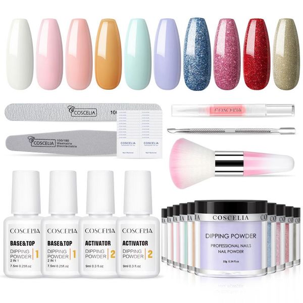 

nail art kits coscelia dipping powder set with liquid holographics glittery chrome without lamp cure decorations kit
