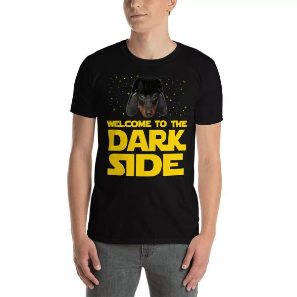 

Welcome To The Dark Side Funny Dachshund Face Dog Lover Owner Shirt, White;black