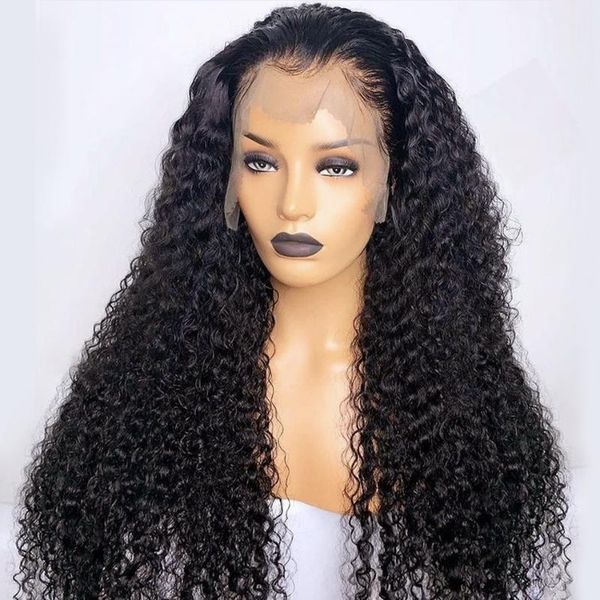 

synthetic wigs black 180% density afro kinky curly lace front for women with baby hair preplucked glueless fiber wig