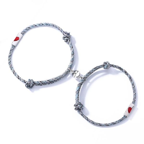 

charm bracelets 2pcs valentine's day lovers matching friendship bracelet heart puzzle couple magnetic distance lover jewelry, Golden;silver