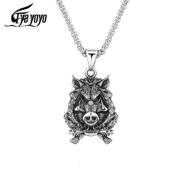 

pendant necklaces nordic wild boar necklace men's talisman metal retro viking jewelry accessories animal amulet gift, Silver